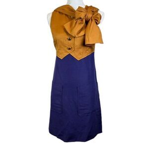 Marc by Marc Jacobs Silk Alessandra Pussybow Dress Rare Colorway Purple Gold 4